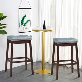 Giantex 74cm Saddle Bar Stools Set of 2, Backless Nailhead Bar Stool