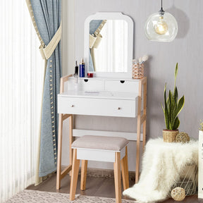 Giantex Vanity Set, Makeup Vanity Table w/ 3 Drawers & 2-Tier Tabletop