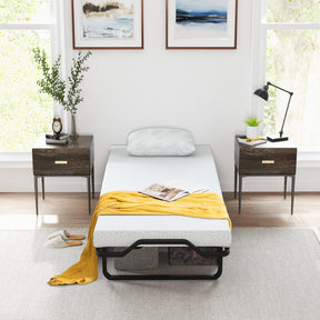 Folding Bed with Mattress, Roll Away Guest Bed for Adult