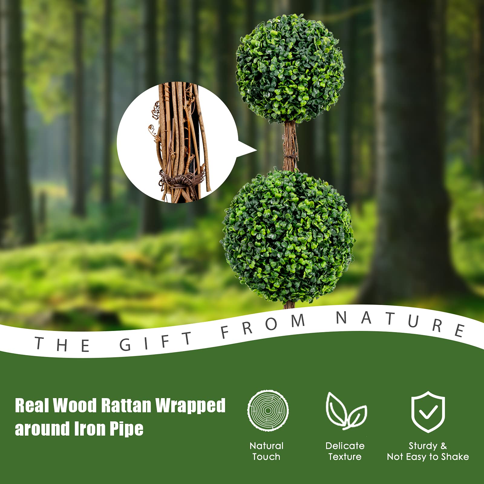 Giantex Topiary Artificial Tree, 90cm Double Ball Tree, UV & Water Protection, Indoor & Outdoor Use