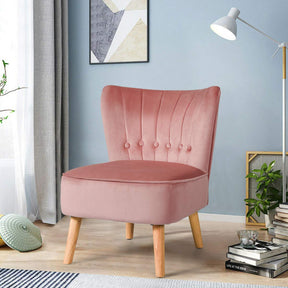 Velvet Accent Chair, Soft Upholstered Modern Leisure Chair w/Solid Wood Legs, Non-Slip Pads