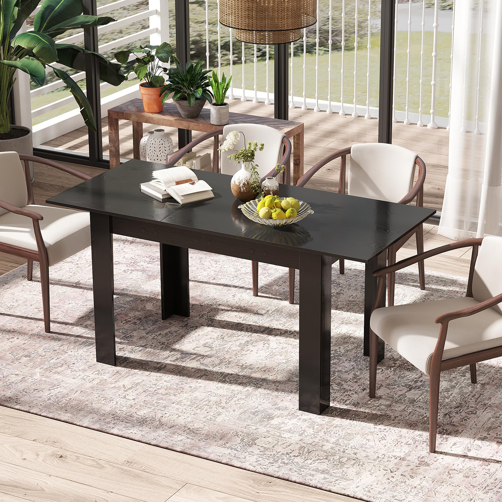 Extendable Dining Table Kitchen Industrial Table w/ Adjustable Tabletop