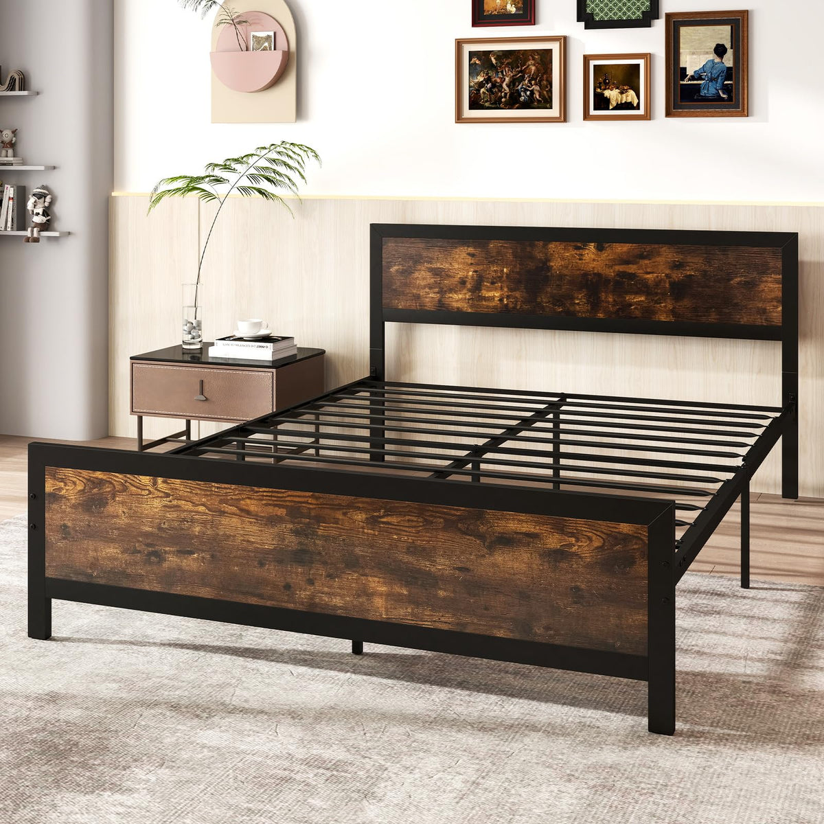 Giantex Queen Size Metal Bed Frame with Headboard & Footboard
