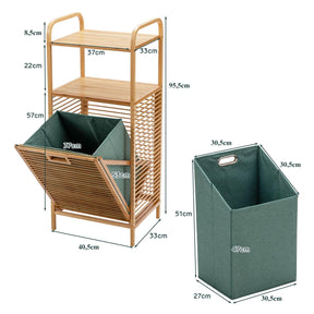 Giantex Tilt-out Laundry Hamper, Bamboo Wood Laundry Shelf Cabinet, Space-saving Laundry Hamper