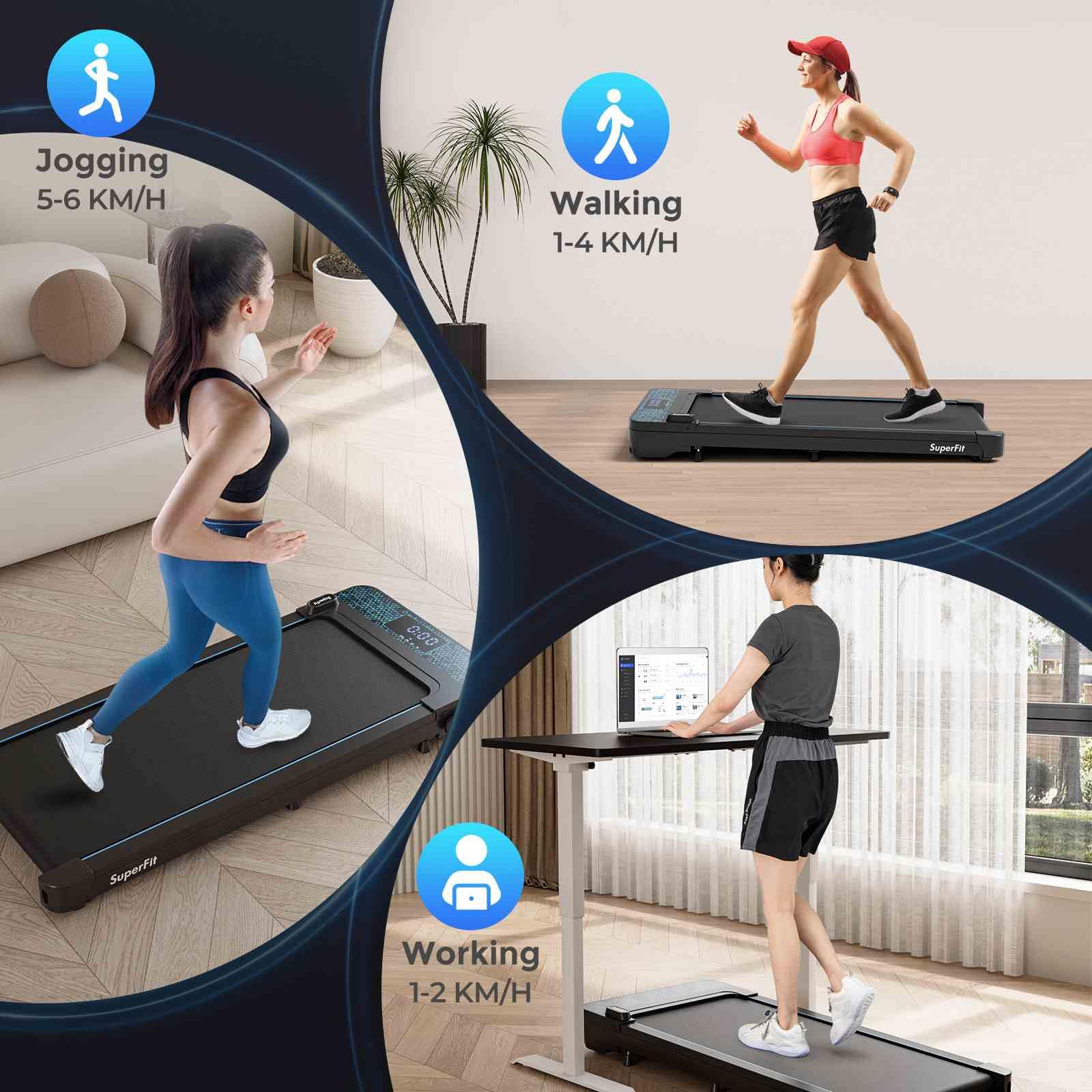 140kg Capacity Under Desk Treadmill Walking Pad w/Remote & APP Control LED