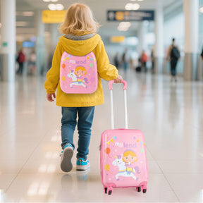 2 PCS Kids Luggage Set, 13" Travel Backpack and 16" Carry-on Suitcase with Spinner Wheels