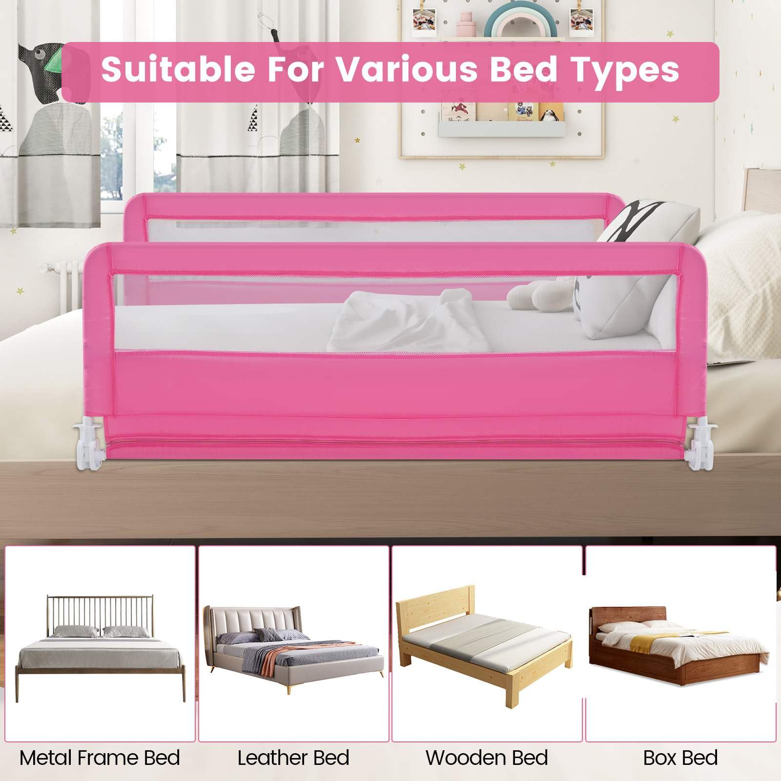 Bed Rails/Bedrail for Toddlers, Height Adjustable Folding Baby Safety Cot Guard, 150 x 55 cm