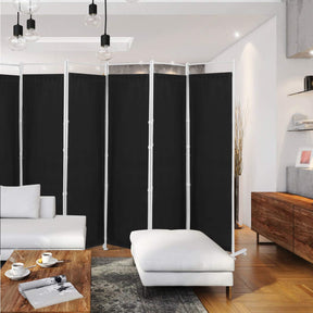6 Panel Room Divider, 300x180CM Folding Privacy Screen with Steel Frame & Fabric Surface