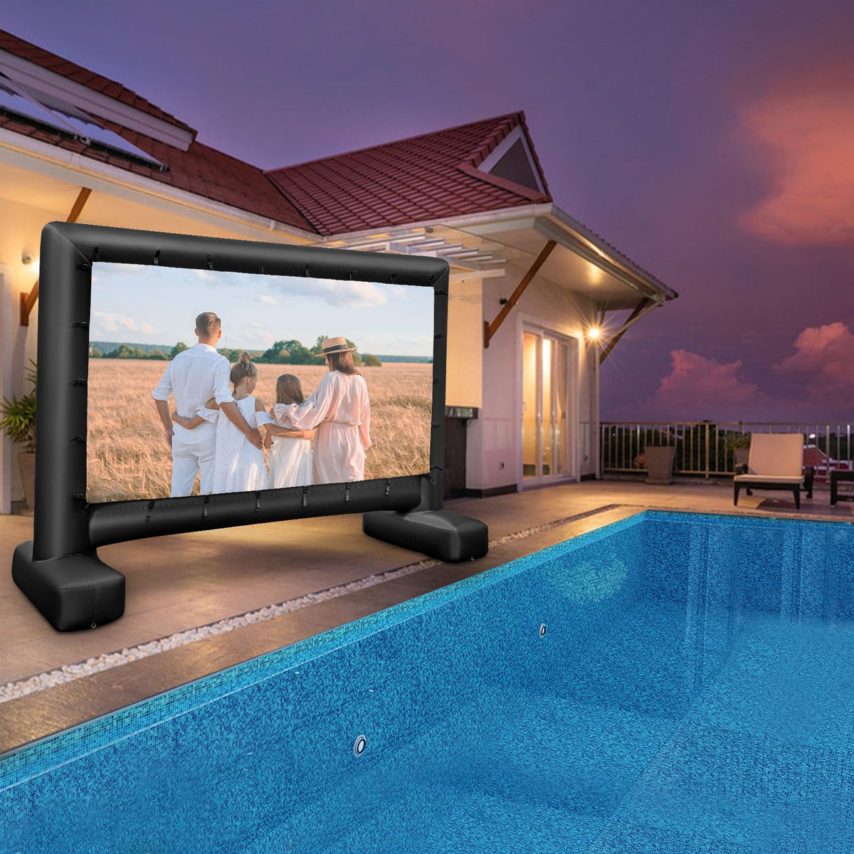 14/15/16Ft Inflatable Movie Projector Screen, Inflatable Movie Screen Outdoor with Air Blower