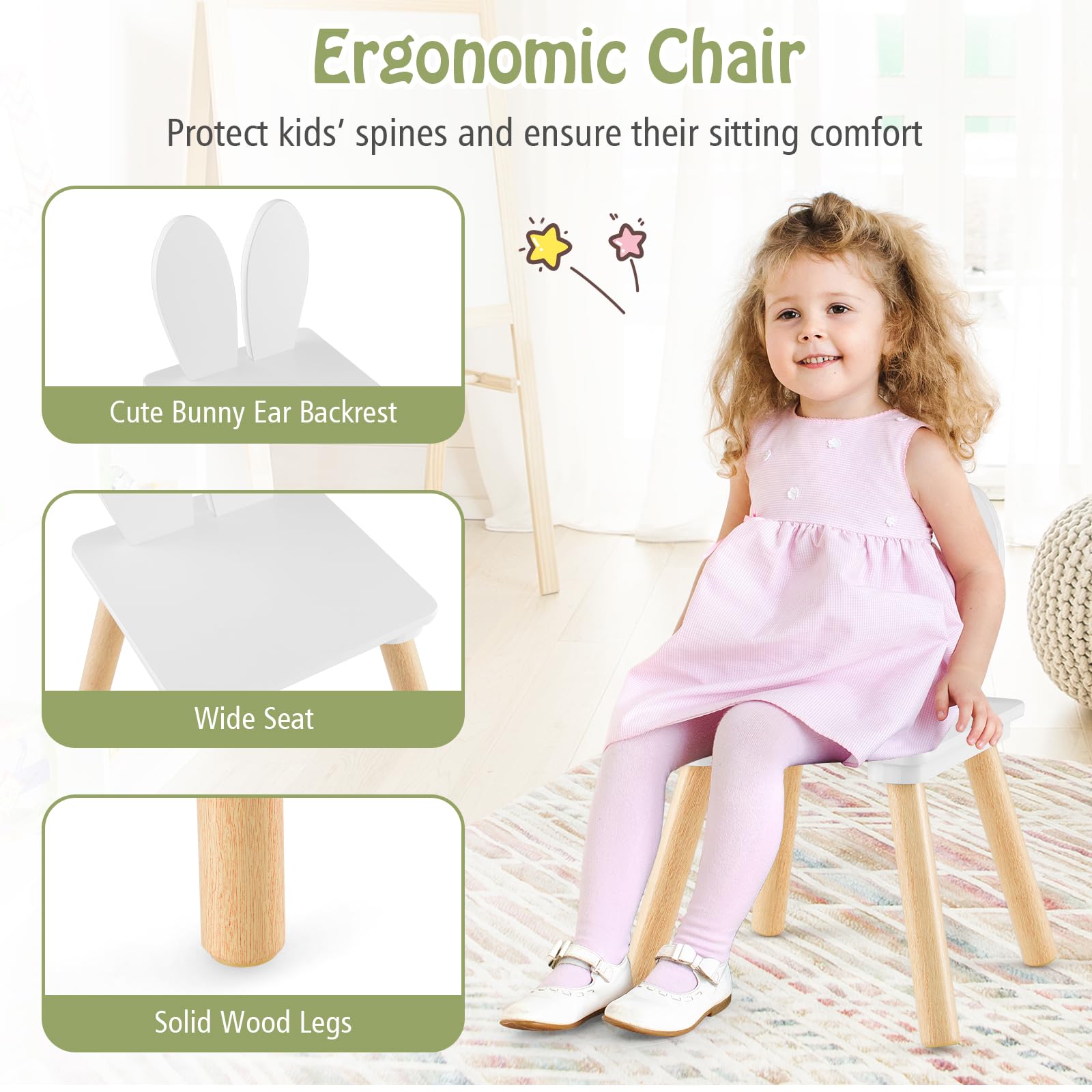 HONEY JOY Kids Table and 2 Chairs Set
