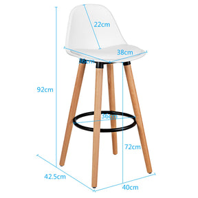 2Pcs Bar Stools, Pub High Barstool Dinning Chair w/ Round Metal Footrest