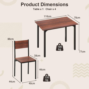 Dining Table Set for 4, Modern 5-Piece Kitchen Table & Chairs Set