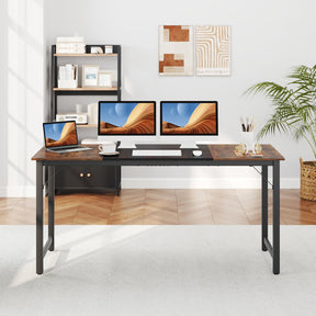 160 cm Computer Desk, Heavy Duty Metal Frame Laptop Table