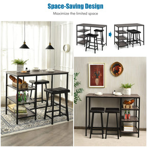 Giantex 3-Piece Dining Table Set, Counter Height Table Set w/2 Bar Stools, Modern Industrial Bar Table Set