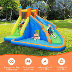 HONEY JOY Inflatable Water Slide Bouncer, Children Wet & Dry Bounce House with Climbing Wall