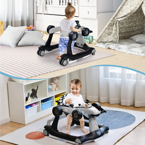 4-in-1 Baby Walker, Foldable Activity Car Baby Walker w/3 Adjustable Height