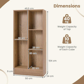 5-Cube 50 cm Bookshelf Freestanding Storage Organizer Wood Display Shelf