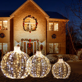 3 Pack Christmas Balls, Outdoor Hanging Light Spheres w/30 Cable Ties & 6 Stakes