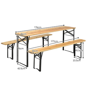 3PCS Outdoor Folding Picnic Table Bench Set