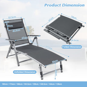 Patio Lounge Chair, Rustproof Aluminum Chaise Lounge Chair with 8-Position Adjustable Backrest
