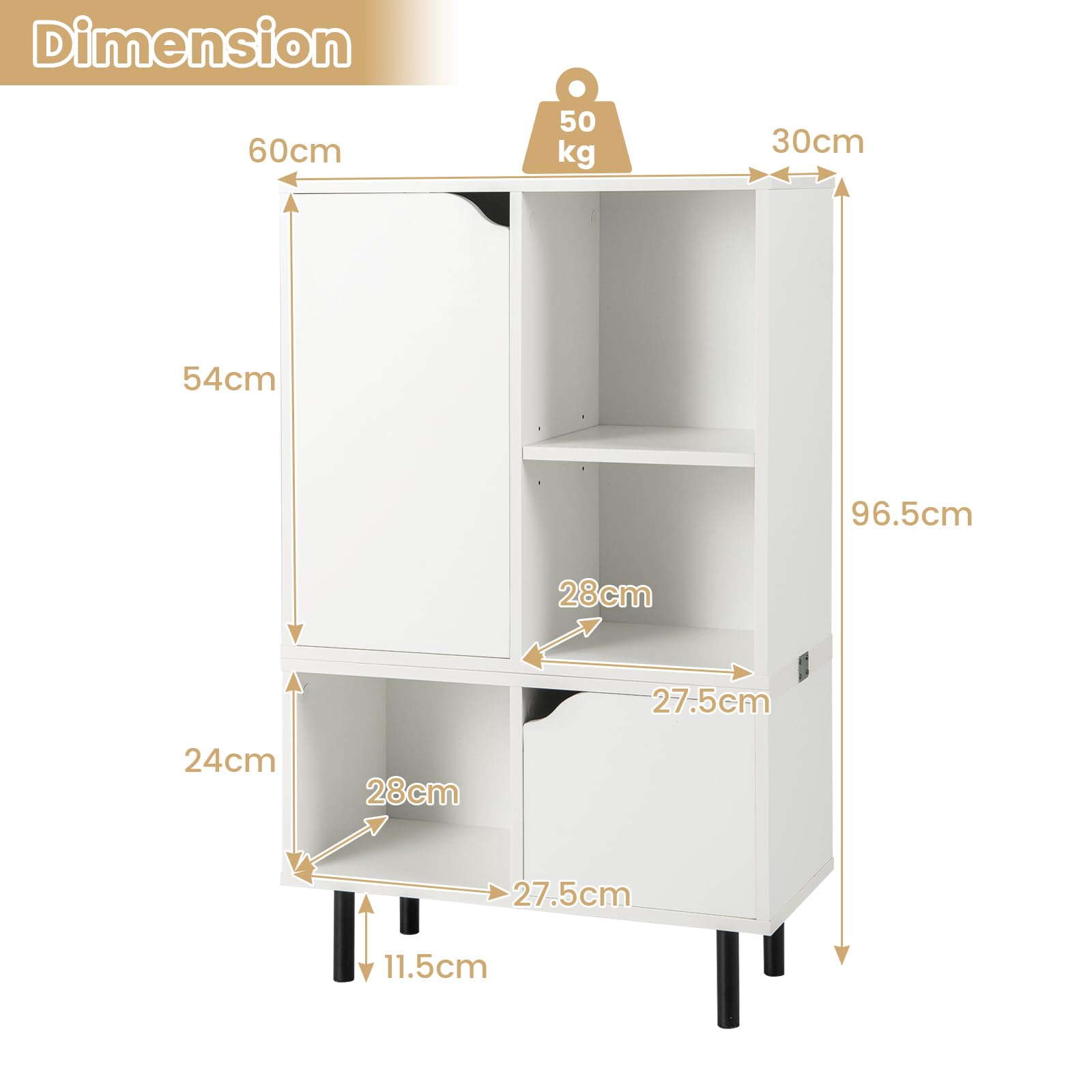 Giantex Stackable Bookcase, Combination Lattice Cabinet, Floor Open Bookshelf w/Adjustable Shelf & Cubes