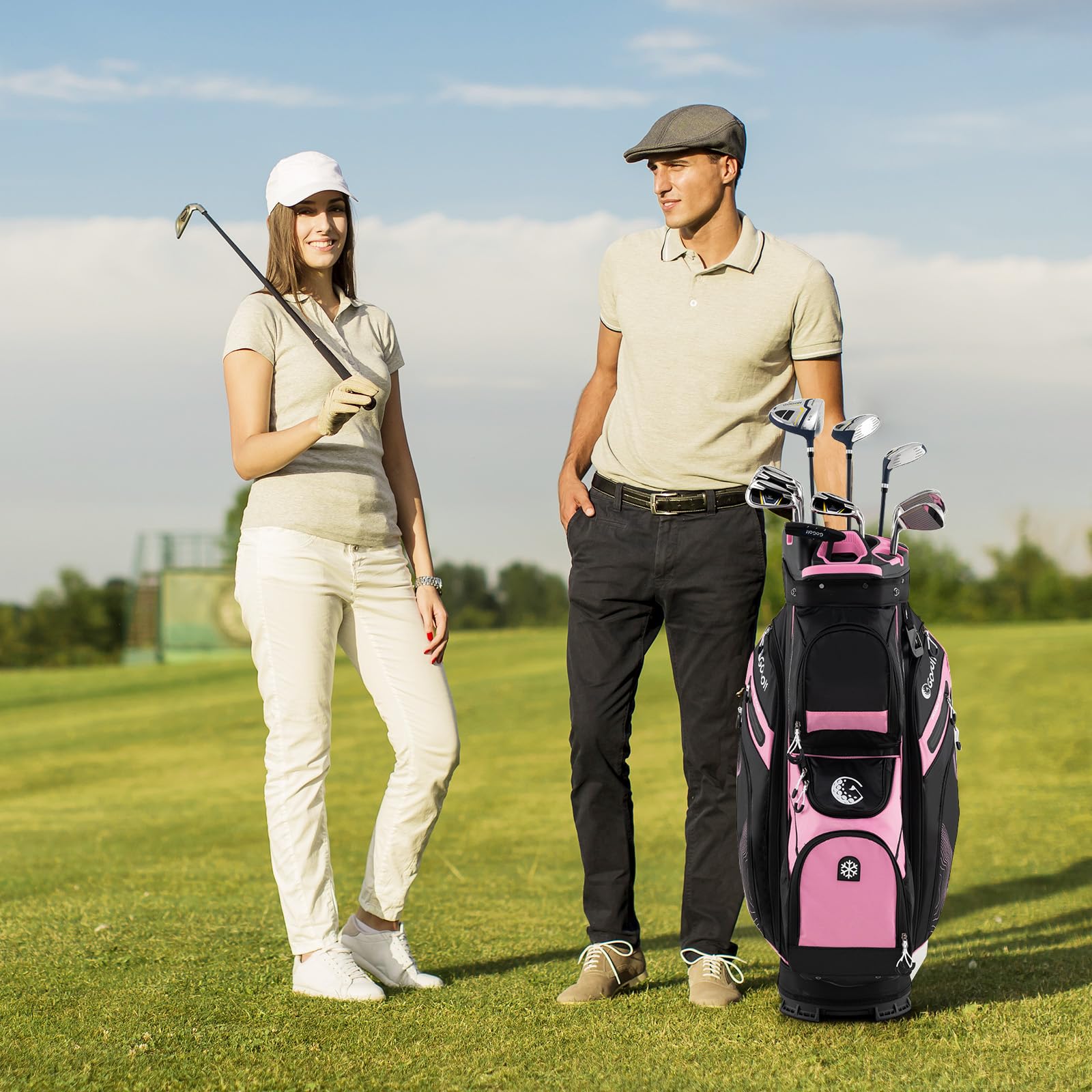 Golf Cart Bag, Molded Lock Top Golf Bag w/14-Way Full Length Dividers