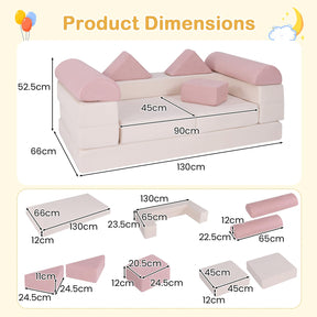 9-Piece Modular Kids Play Couch with Machine-washable Covers