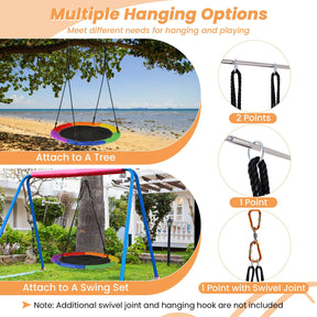 40”/100CM Saucer Tree Swing with LED Lights, Indoor Outdoor Saucer Swing for Kids Adults w/Adjustable Multi-Strand Hanging Ropes