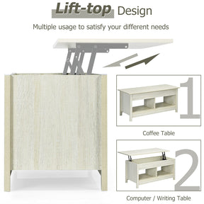 Giantex Lift Up Top Coffee Table, Wood Living Room Table w/ Hidden Storage Shelf & Open Compartment