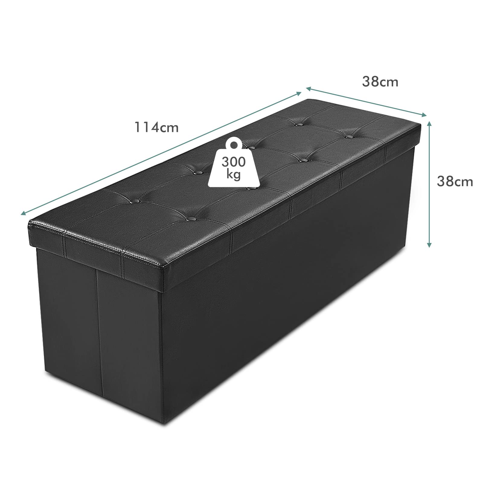 Giantex 114cm Folding Storage Ottoman Bench