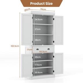 183.5CM Kitchen Pantry Storage Cabinet, Tall Freestanding Cupboard