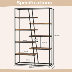 180 cm Tall Bookshelf, 7-Tier Industrial Etagere Bookcase