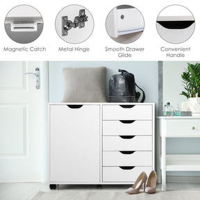 Giantex 5-Drawer Mobile Side Cabinet, Lateral Filing Organizer
