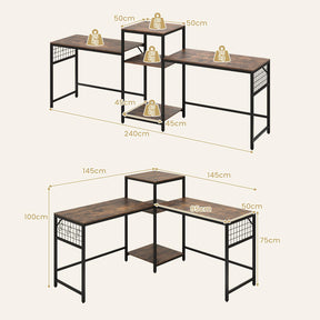 240 cm Long Convertible 2-Person Desk