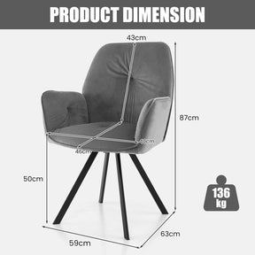 Giantex 2 PCS Swivel Accent Armchairs Modern Velvet Accent Chairs w/Metal Legs & Anti-Slip Foot Pads