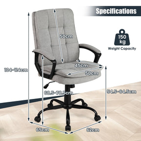 Height-Adjustable Office Chair Ergonomic Computer Armchair w/Rocking Function