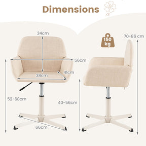 Vanity Chair with Back, 360° Swivel Armchair w/ Adjustable Height