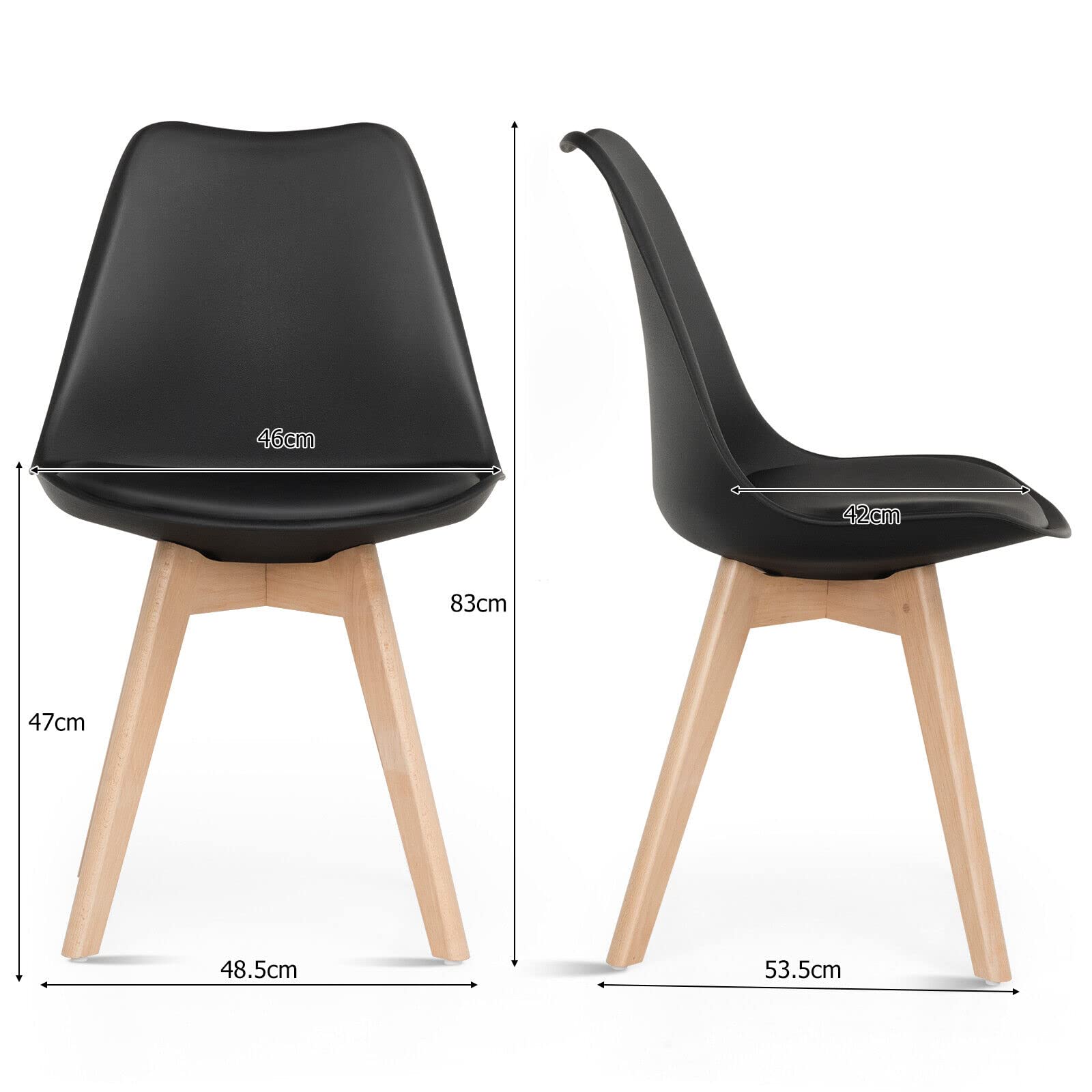 Giantex 4Pcs Modern Dining Chairs, High Backrest Kitchen Chairs, Elegant Mid Century Side Chairs, Black