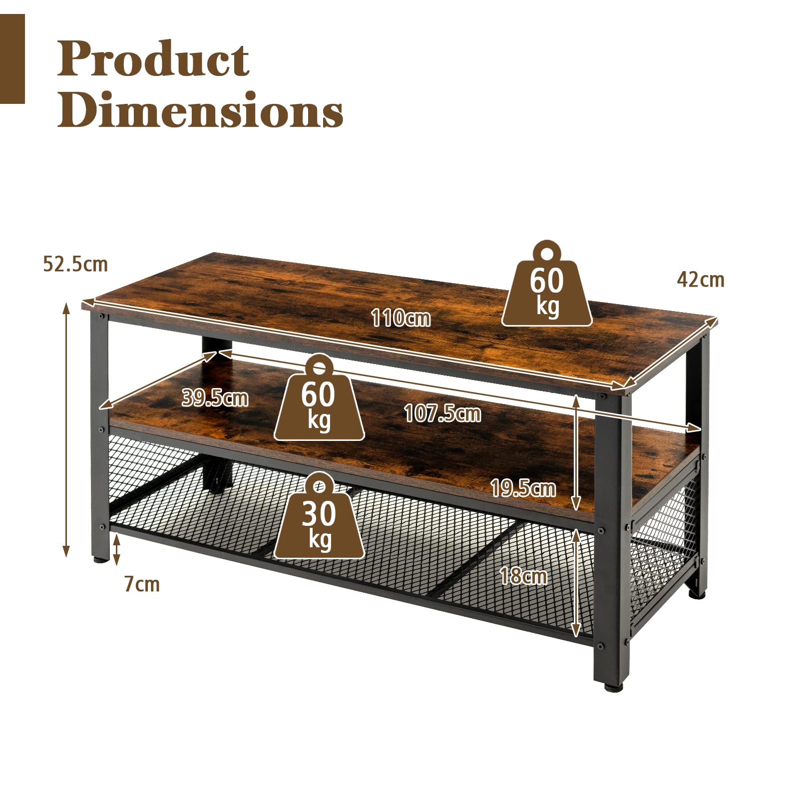 Giantex Console Table TV Stand for 50-Inch Flat Screen TVs, Brown