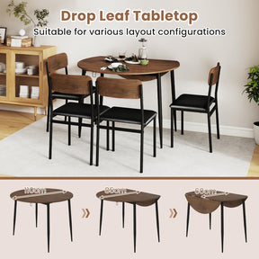 Round Kitchen Table Set w/Drop Leaf Tabletop