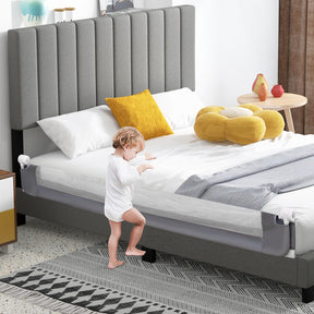 180 x 42 cm Swing Down Baby Bed Guard Rail w/Adjustable Safety Strap Foldable Bed Rail for Toddlers