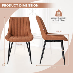 Giantex Dining Chair Set of 2, Faux-Leather Fabric Kitchen Dining Room Chairs, Upholstered Leisure Chairs w/Metal Legs