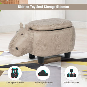 Giantex Storage Footrest Ottoman, Cute Animal Footstool, Hippo Upholstered Storage Ottoman w/Suede Fabric