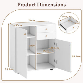 Kitchen Sideboard Buffet Cabinet with 2 Drawers 2 Doors and 3 Adjustable Shelves