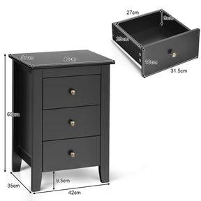 Giantex Nightstand with Drawers 3 Drawers