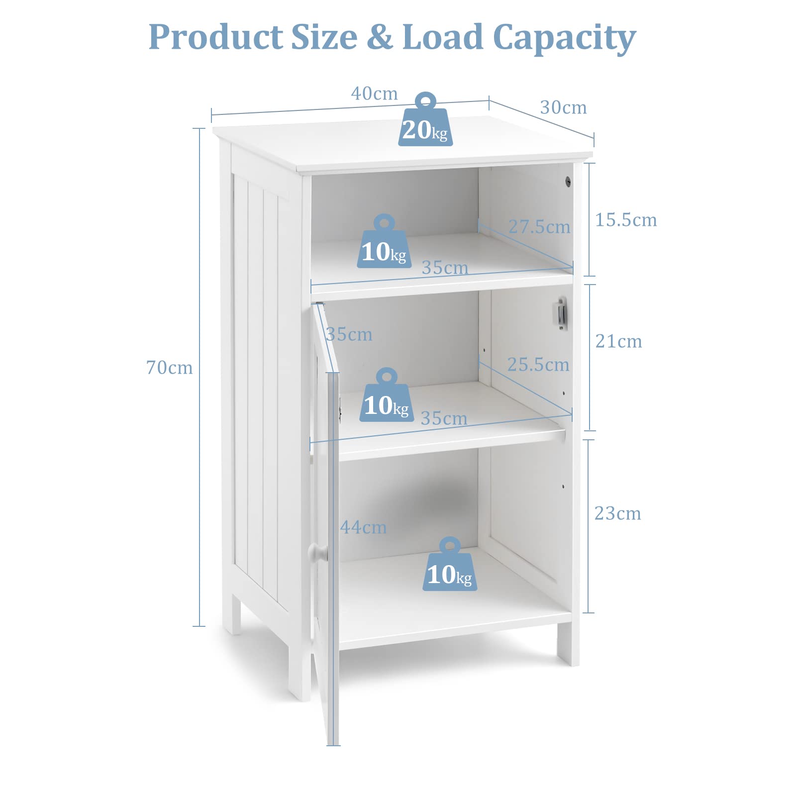 Giantex Bathroom Floor Storage Cabinet, Freestanding Wooden Single Door Side Cabinet