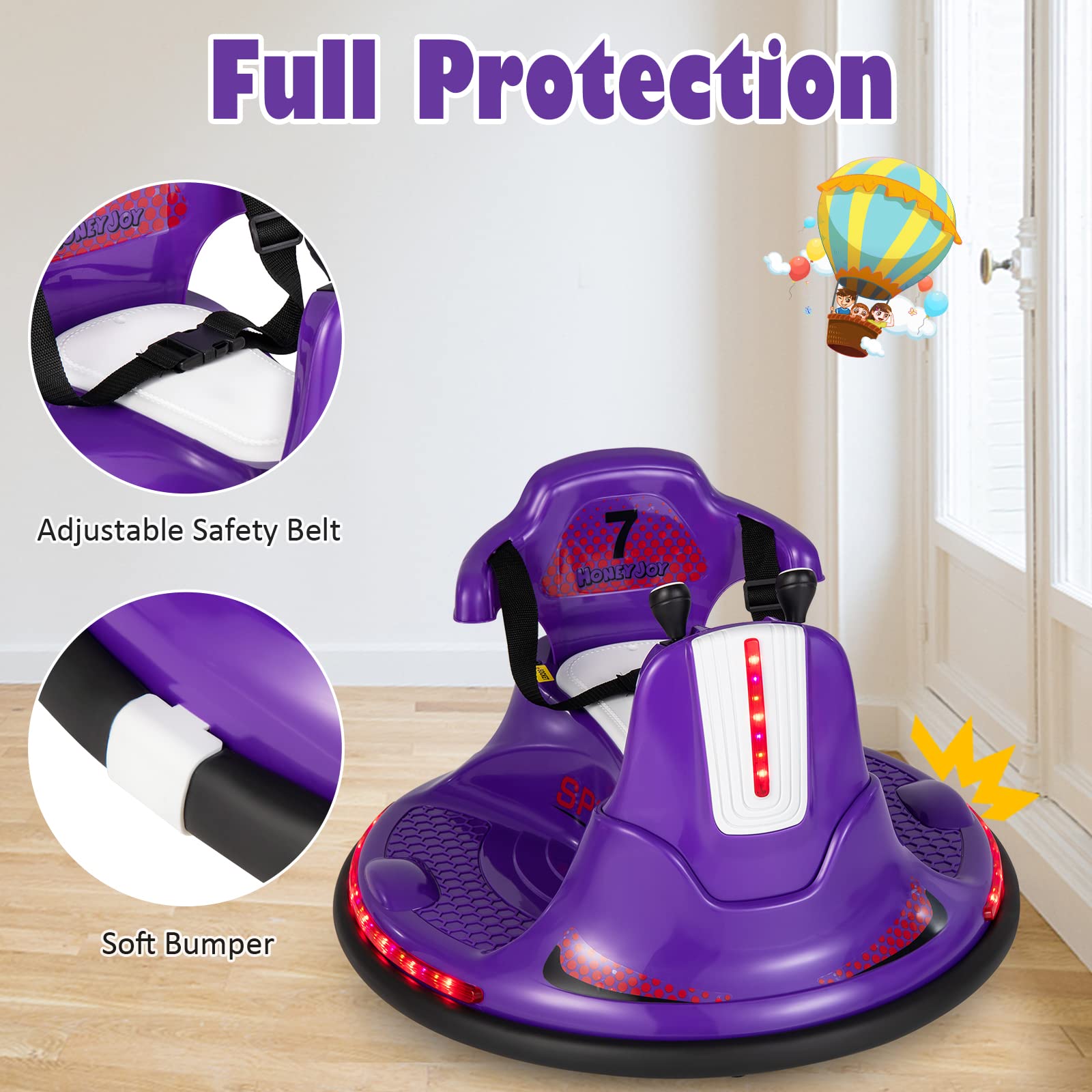 HONEY JOY Kids Ride On Bumper Car, 6V Battery Powered Electric Car