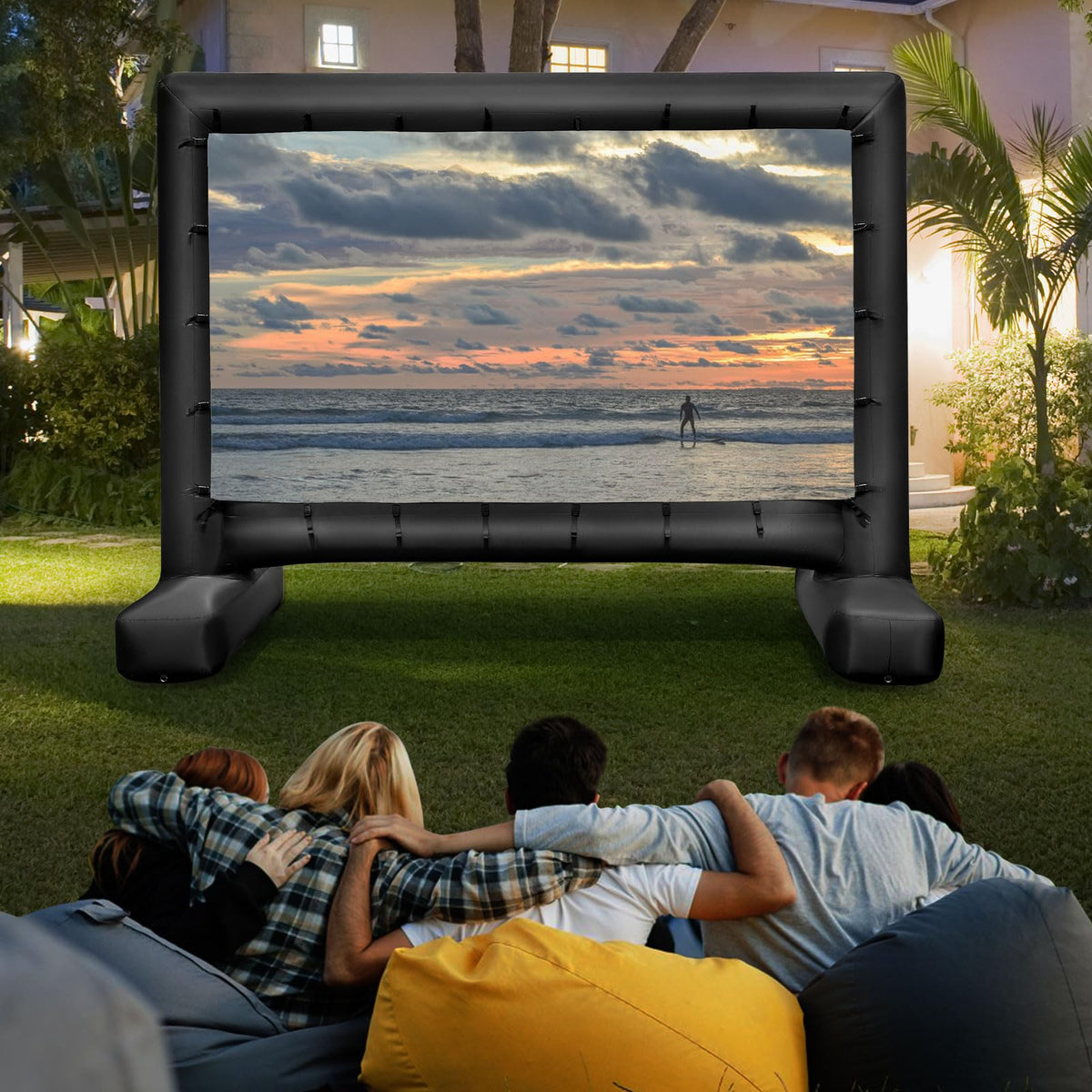 14/15/16Ft Inflatable Movie Projector Screen, Inflatable Movie Screen Outdoor with Air Blower