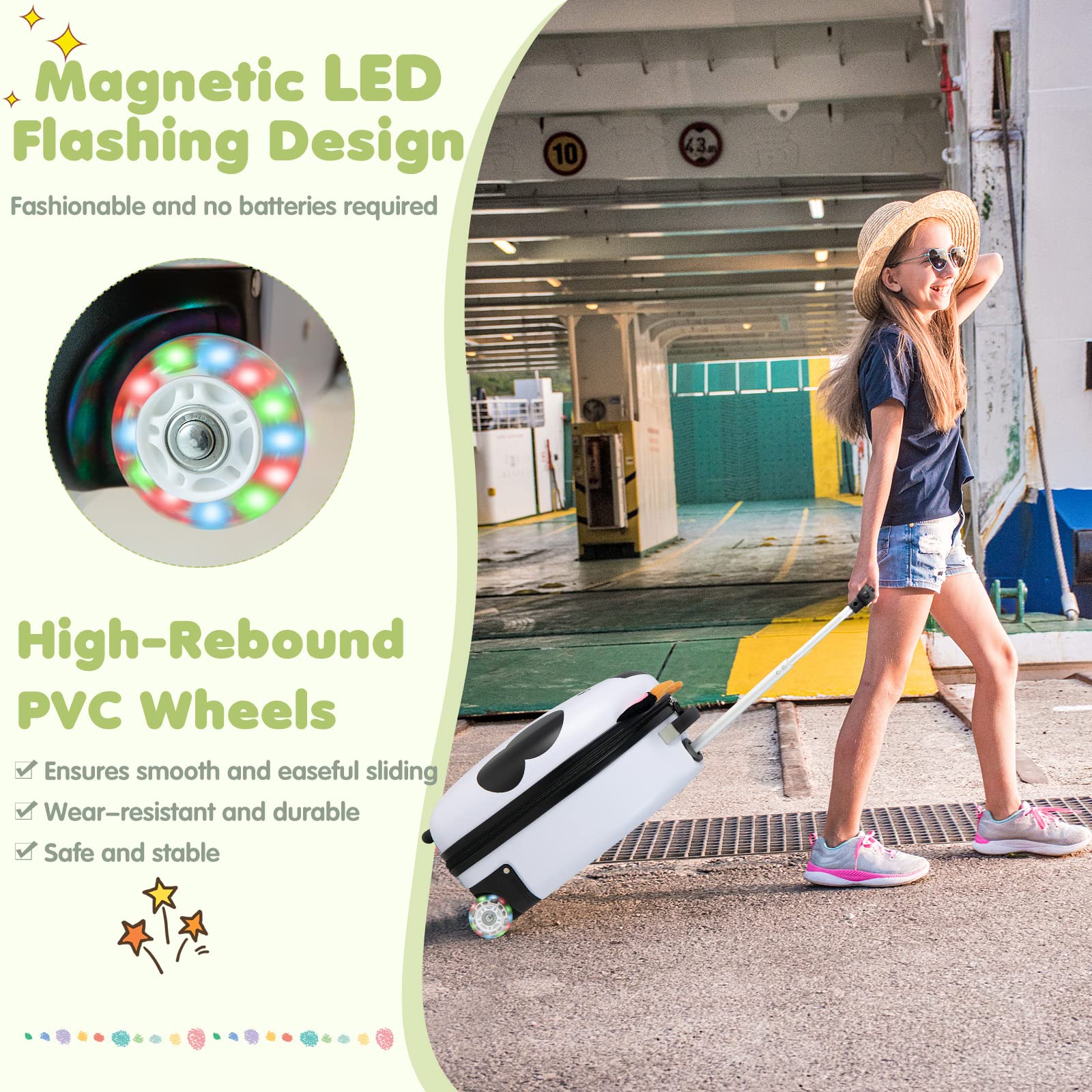 BABY JOY Kids Luggage, 16” Hard Shell Carry-On Suitcase