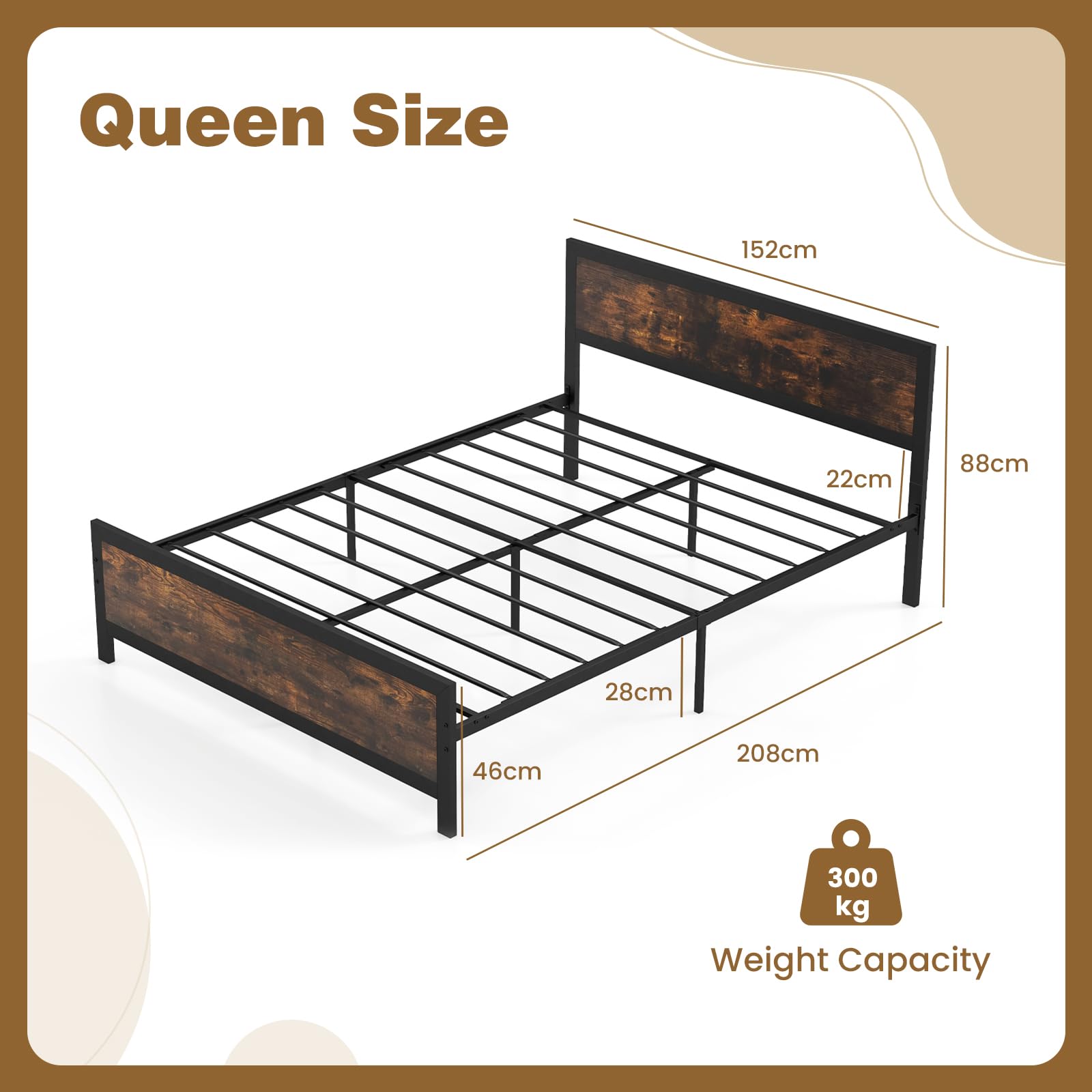 Giantex Queen Size Metal Bed Frame with Headboard & Footboard